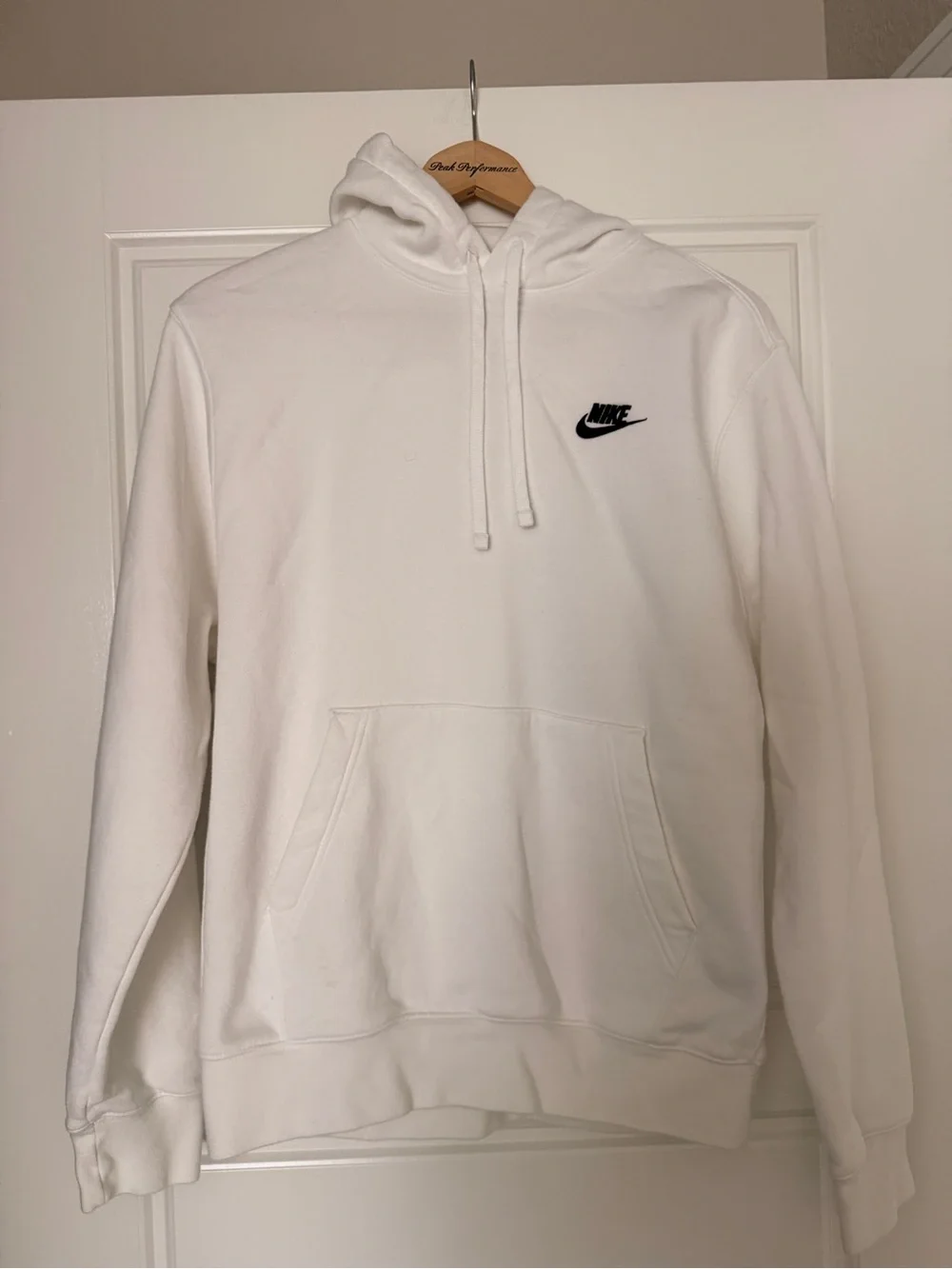 Nike White Pullover Hoodie with Black Swoosh